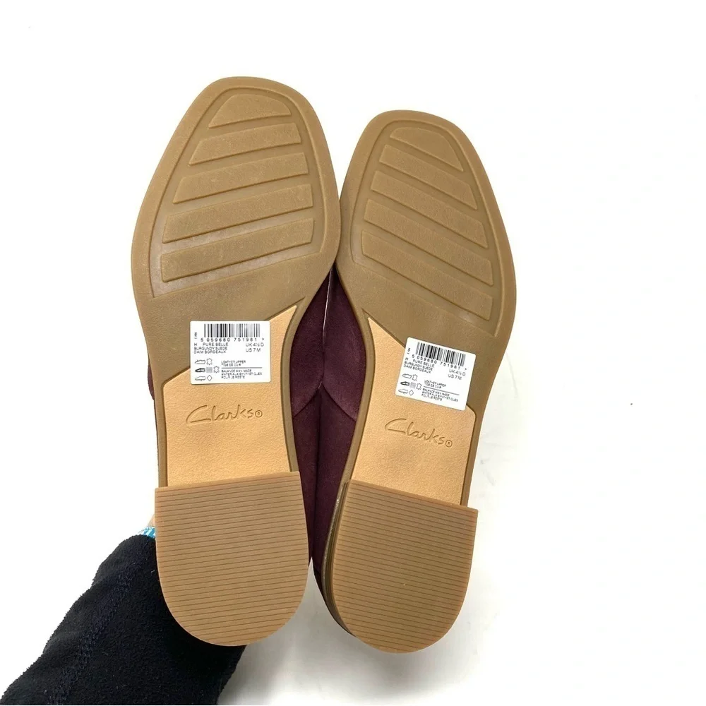 Clarks Women's Pure Belle Slip-On Burgundy Suede - 26168761